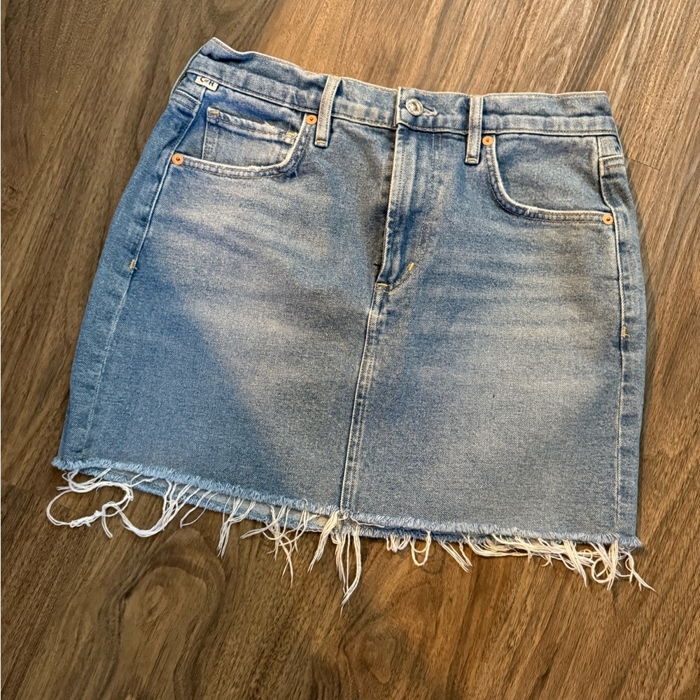 Citizens Of Humanity Raw Hem  Blue Denim Skirt Size 26 (fits 4-6)